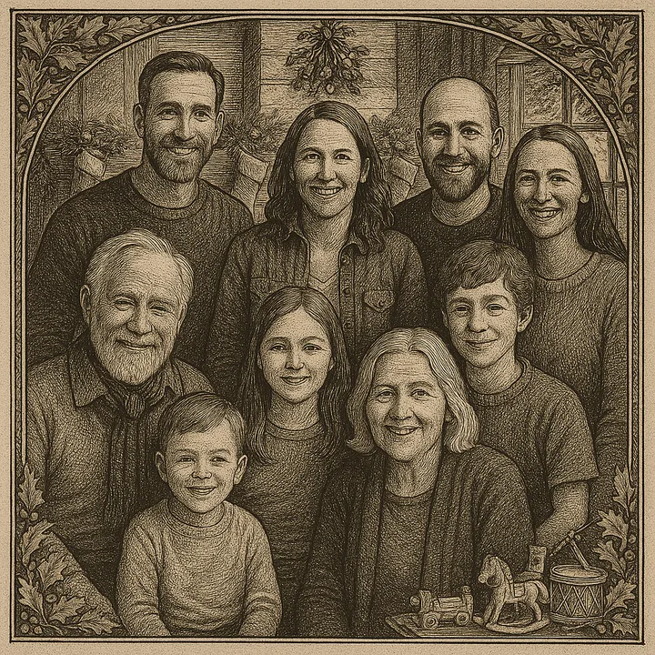 Nast Harper's Engraving — Painted Christmas