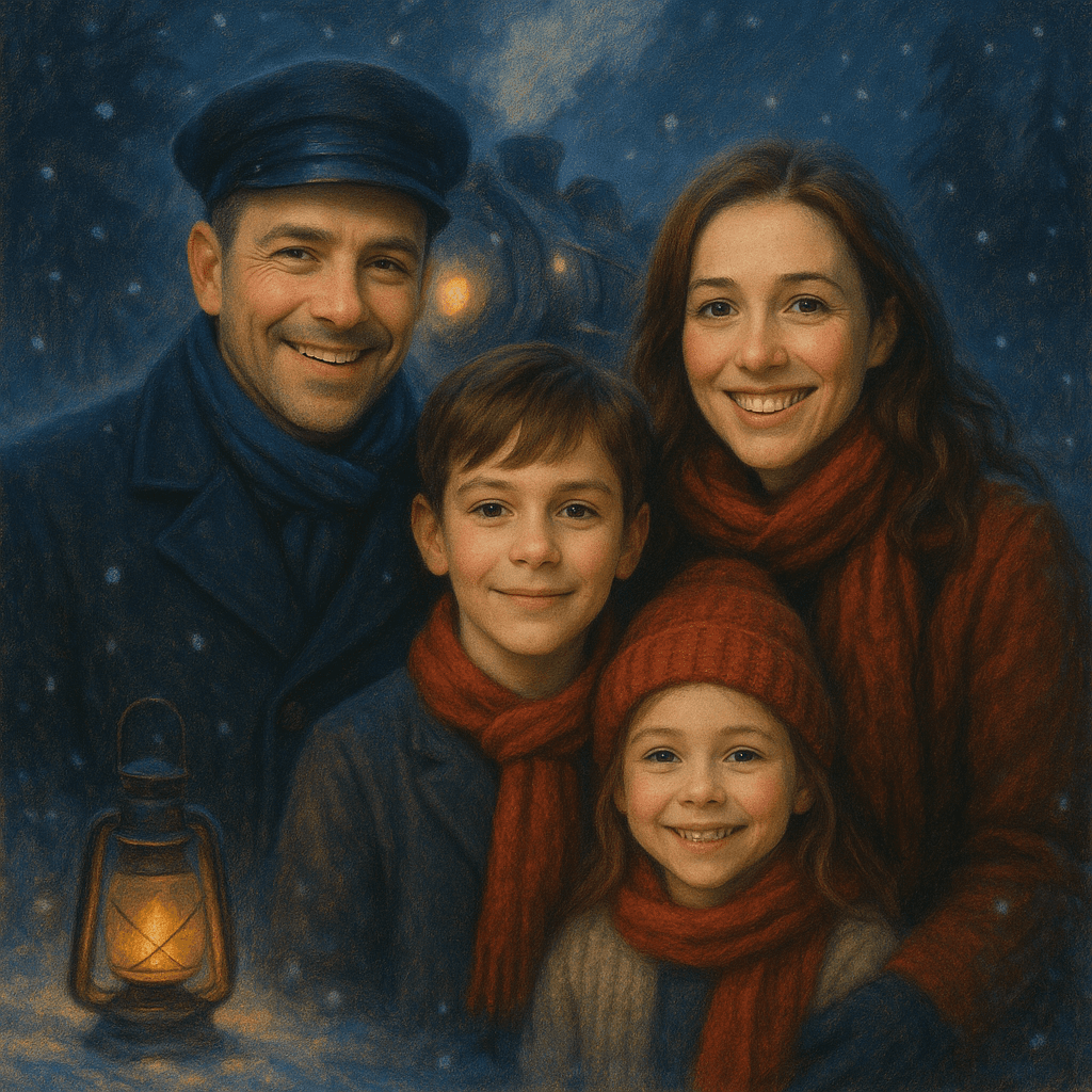 The same family painted on the Storybook shelf
